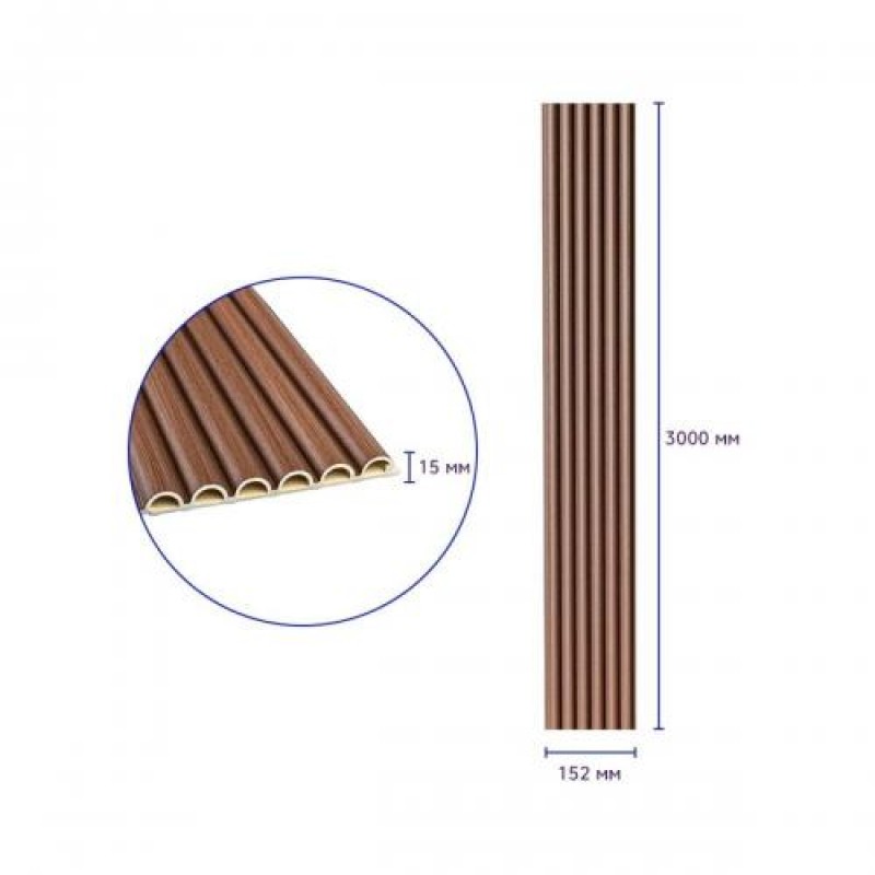 Декоративна WPC кругла рейка стінова 3000*150*15мм (D) SW-00001872 Sticker Wall