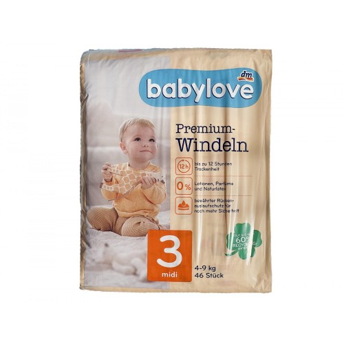 Дитячі одноразові підгузники Babylove Premium 3 midi 4-9 кг 46 шт в інтернет супермаркеті PbayMarket!