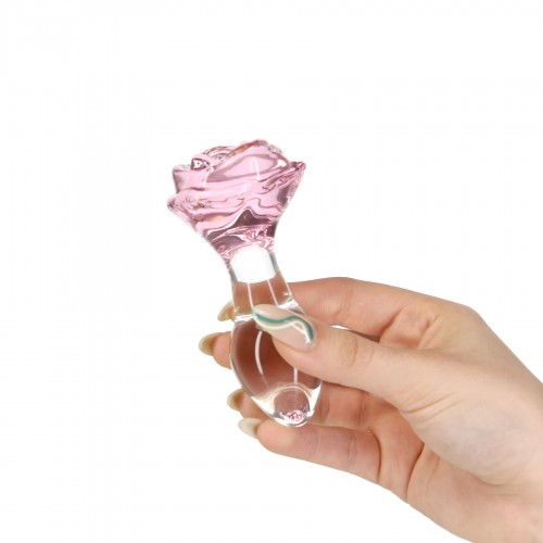 Скляна анальна пробка Pillow Talk Rosy Luxurious Glass Anal Plug, ⌀3,3 см, віброкуля в подарунок в інтернет супермаркеті PbayMarket!