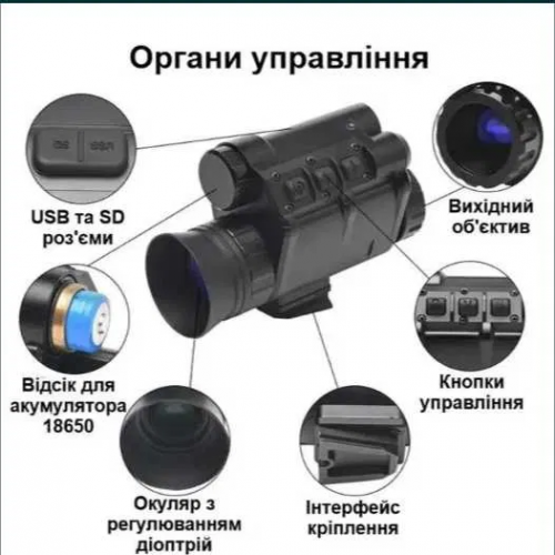 Прилад монокуляр нічного бачення на шолом та акумулятором Binock NVG30 Wi-Fi (2046019045)