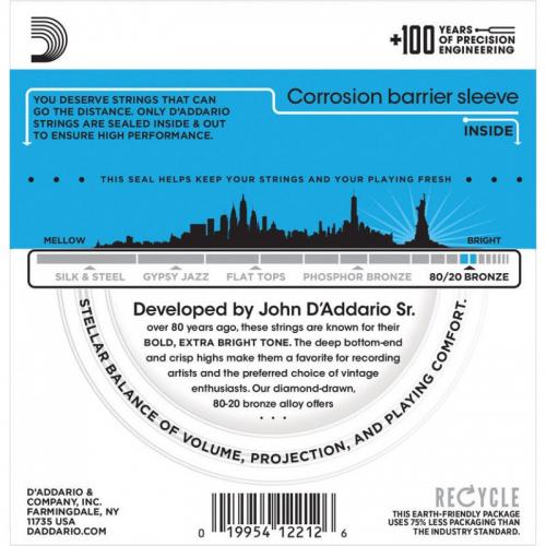Струни для акустичної гітари 6 шт D'Addario EJ11 80/20 Bronze Light Acoustic Guitar Strings 12/53 Струни для акустичної гітари 6 шт D'Addario EJ11 80/20 Bronze Light Acoustic Guitar Strings 12/53