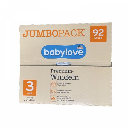 Підгузники Babylove Premium Jumbo Pack 3 Mdii (4-9 кг) 92 шт в інтернет супермаркеті PbayMarket!