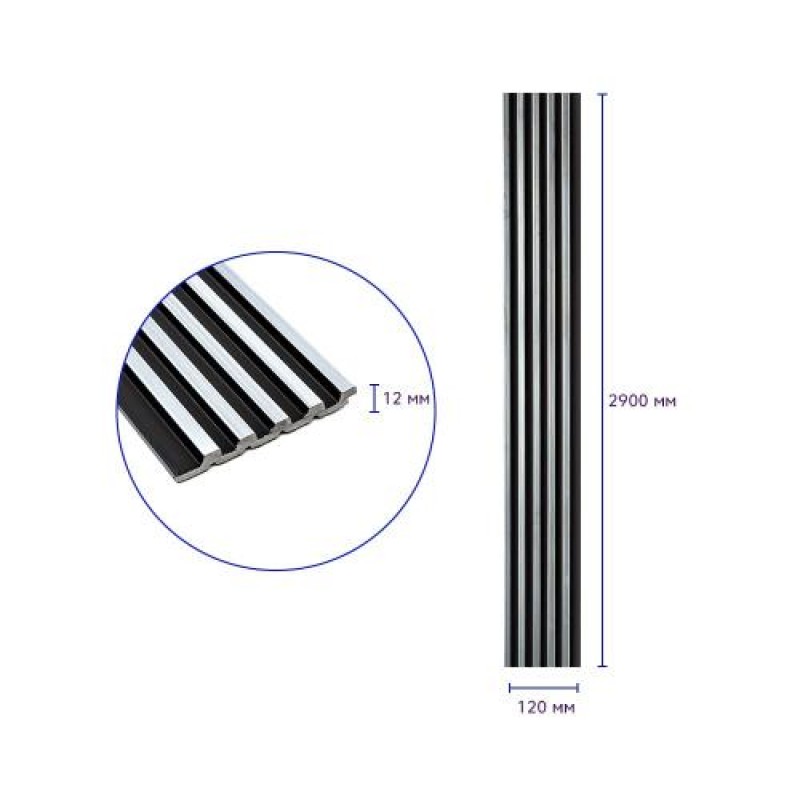 Декоративна стінова рейка Sticker Wall PS 2900x120x12 мм Біло-чорний (SW-00002133)