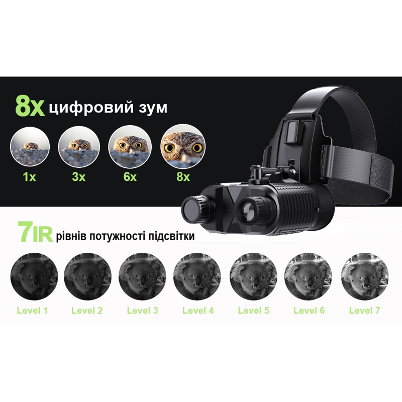 Окуляри нічного бачення ПНБ з відео/фото записом та кріпленням на голову Dsoon NV8160 135 х 115 х 52 мм (100950)