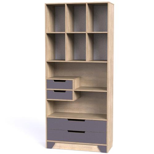 Шафа-Пенал Тиса Мебель Модуль-108 Дуб сонома Графіт 205x40x90 см Шафа-Пенал Тиса Мебель Модуль-108 Дуб сонома Графіт 205x40x90 см