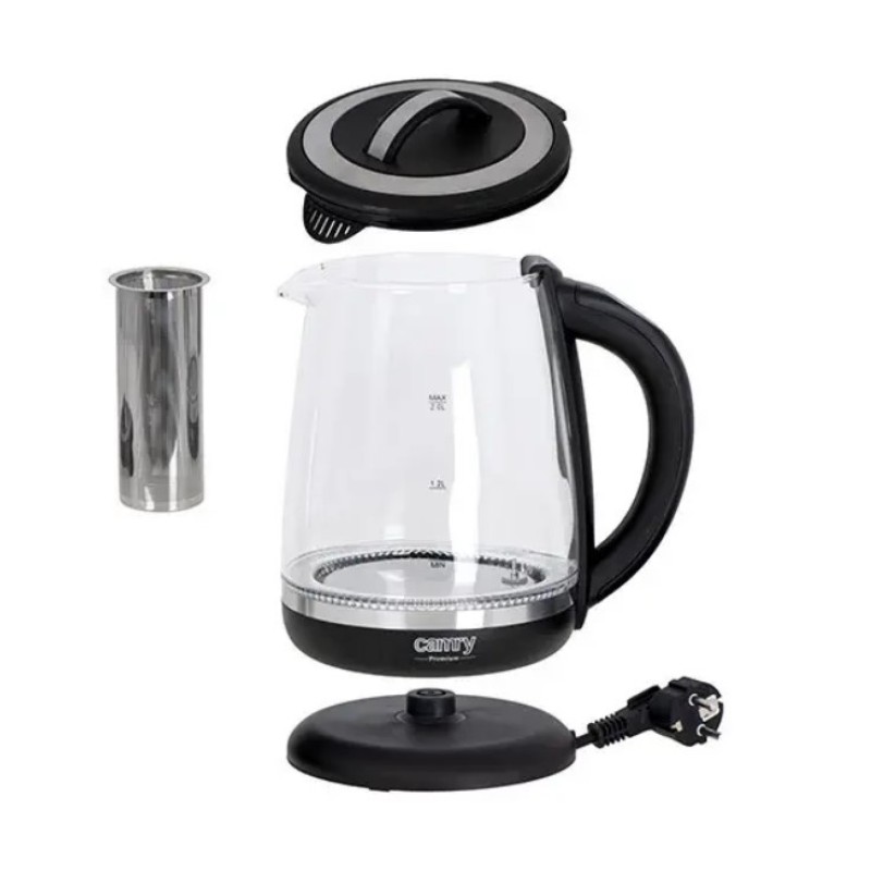 Електрочайник із заварником і терморегулятором 2 л Camry CR-1290 Black
