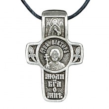 Хрест натільний срібний Silvering Віктор Святий Мученик Віктор Дамаський 3х1,8х0,2 см (19541)
