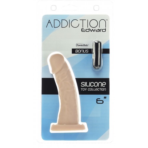 Вигнутий фалоімітатор на присосці ADDICTION — Edward 6″ Curved Dong, віброкуля в подарунок