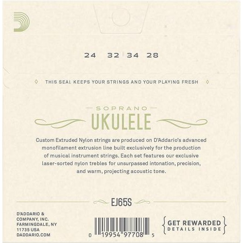 Струни для укулеле D'Addario EJ65S Clear Nylon Soprano Ukulele Strings 24/28 Струни для укулеле D'Addario EJ65S Clear Nylon Soprano Ukulele Strings 24/28