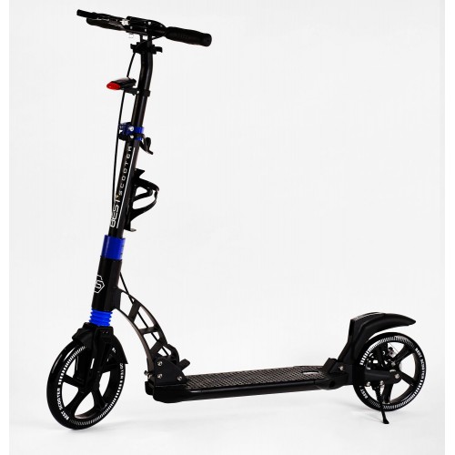 Двоколісний самокат Best Scooter Колеса PU складаний 2 амортизатора дисковий гальмо ліхтарик Balck/Blue (116718) Двоколісний самокат Best Scooter Колеса PU складаний 2 амортизатора дисковий гальмо ліхтарик Balck/Blue (116718)