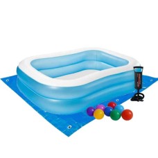 Дитячий надувний басейн Intex 57180-2 «Сімейний», 203 х 152 х 48 см, з кульками 10 шт, підстилкою, насосом