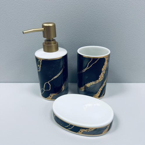 Набір для ванної Bona Di 853-174 3 предмети Чорний мармур