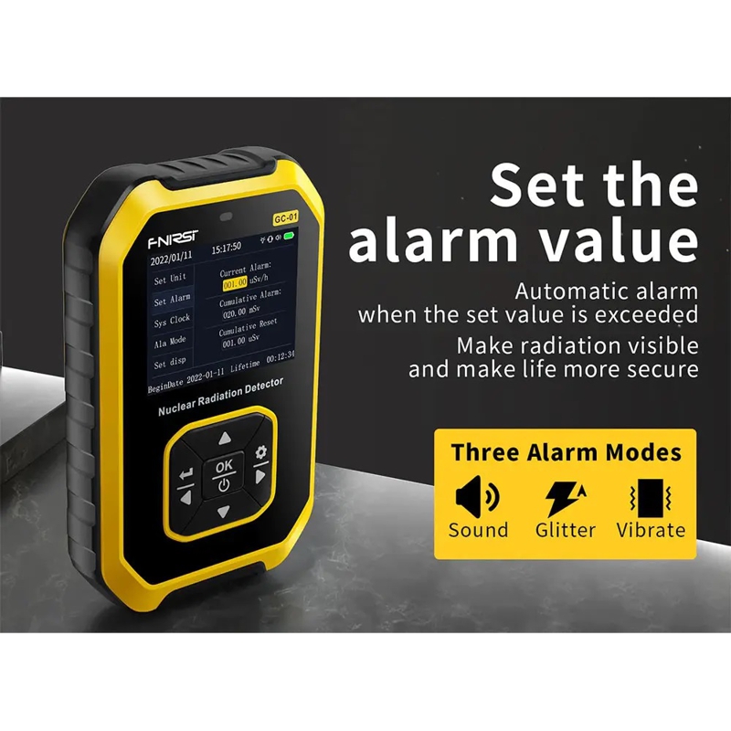 Дозіметр радіації професійний радіометр Fnirsi GC-01, акумуляторний