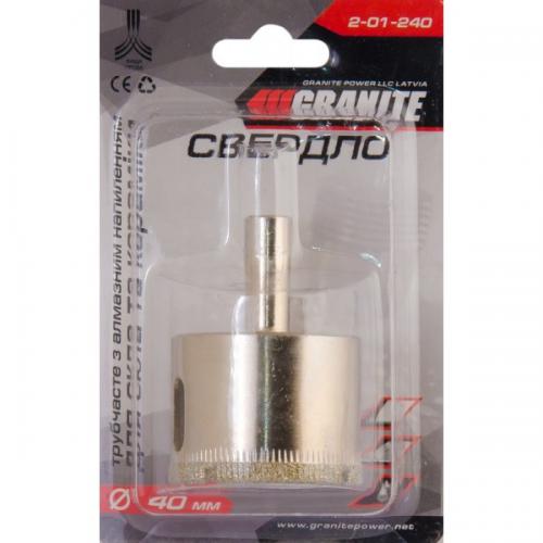 Свердло трубчасте GRANITE з алмазним напиленням для скла та плитки 40 мм 2-01-240 Свердло трубчасте GRANITE з алмазним напиленням для скла та плитки 40 мм 2-01-240