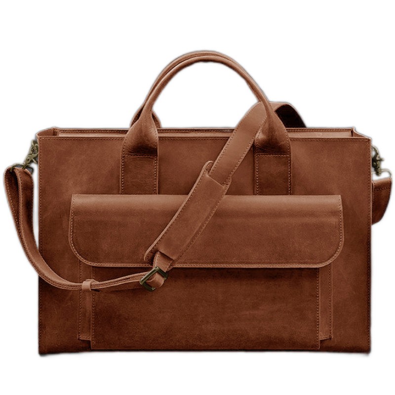 Шкіряна сумка для ноутбука та документів Універсальна світло-коричнева Crazy Horse BlankNote