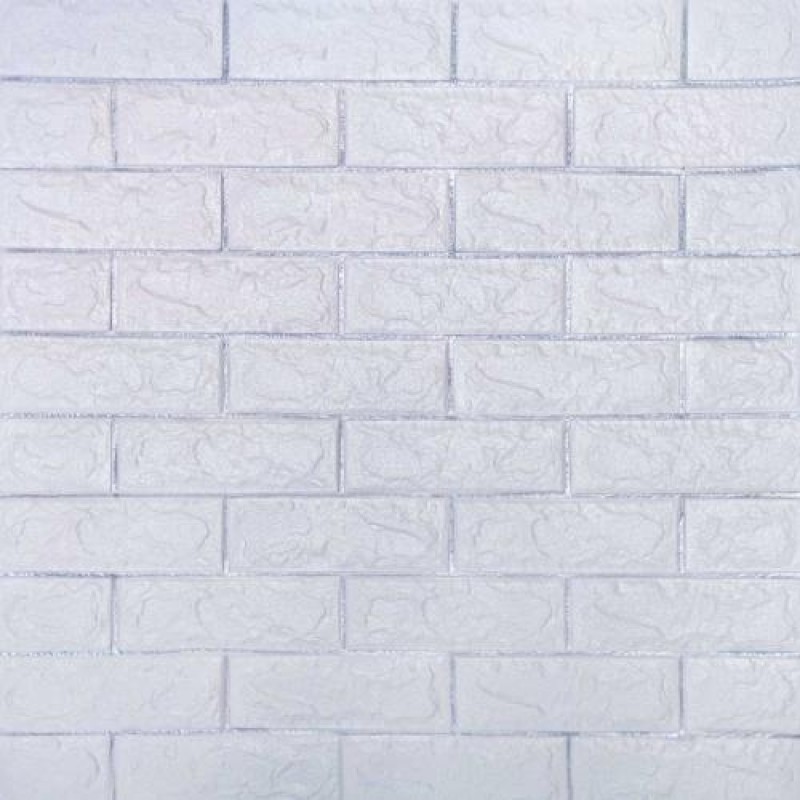 Самоклеюча декоративна 3D панель під білу матову цеглу зі сріблом 3D Loft 700x770x7 мм