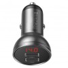Адаптер автомобільний BASEUS Digital Display Dual USB 2USB, 4.8A, 24W, сріблястий