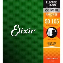 Струни для бас-гітари Elixir 14102 Nanoweb Coated Nickel Plated Steel Heavy 4-String Bass 50/105