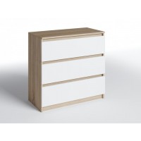 Комод з трьома ящиками Меблева Площа Дуб сонома + Білий (80х40х76 см) Комод з трьома ящиками Меблева Площа Дуб сонома + Білий (80х40х76 см)