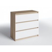 Комод з трьома ящиками Меблева Площа Дуб сонома + Білий (80х40х76 см)