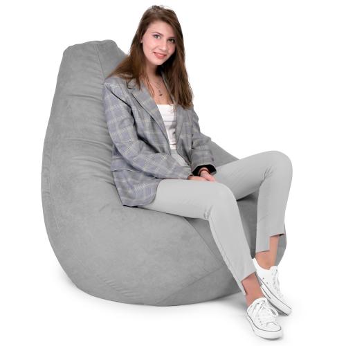 Крісло Мішок Груша Замша 150х100 Студія Комфорту Великий сірий