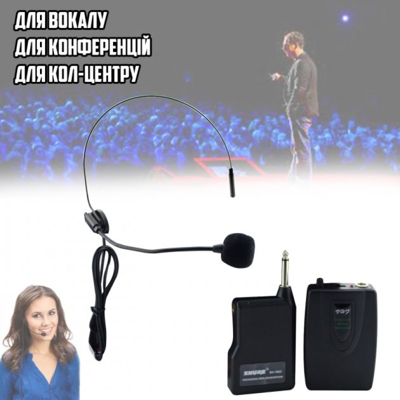 Мікрофон безпровідний з наголовним кріпленням Shure C-100м Black