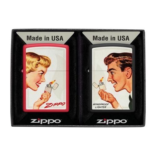 Набір бензинових запальничок Zippo Red Matte та Black Matte Vintage Ad Lighter Set 5,6х3,8х1,3 см Різнокольоровий 2 шт (46295) Набір бензинових запальничок Zippo Red Matte та Black Matte Vintage Ad Lighter Set 5,6х3,8х1,3 см Різнокольоровий 2 шт (46295)