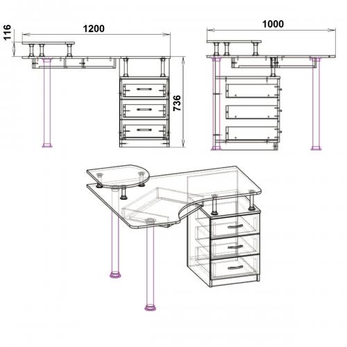 Стіл кутовий СУ-2 Компаніт 120х100х85 см Горіх екко Стіл кутовий СУ-2 Компаніт 120х100х85 см Горіх екко