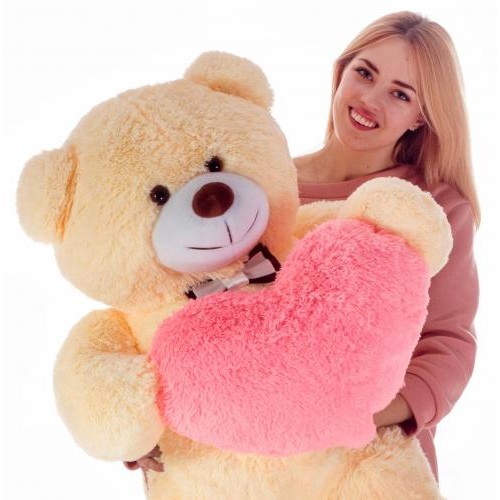 Плюшевий ведмедик з серцем Mister Medved Ренді 130 см Бежевий (032) Плюшевий ведмедик з серцем Mister Medved Ренді 130 см Бежевий (032)