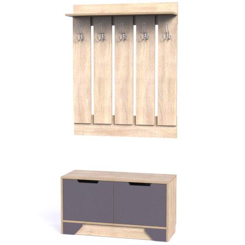 Прихожа Тиса Мебель Прихожа-127 Сонома Графіт 161x35x90 см Прихожа Тиса Мебель Прихожа-127 Сонома Графіт 161x35x90 см