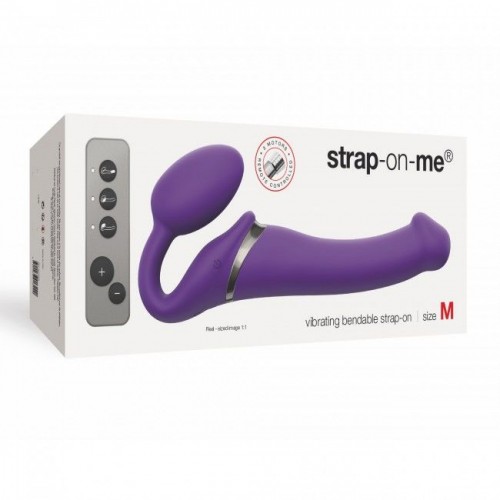 Безремінний страпон з вібрацією Strap-On-Me Vibrating Violet M, діаметр 3,3 см, пульт ДК, регульован в інтернет супермаркеті PbayMarket!