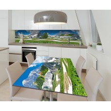 Наклейка 3Д вінілова на стіл Zatarga «Долини гір» 600х1200 мм для будинків, квартир, столів, кав'ярень
