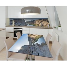 Наклейка 3Д вінілова на стіл Zatarga «Кам'яні пагорби» 650х1200 мм для будинків, квартир, столів, кав'ярень.