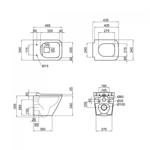 Унітаз Підвісний Qtap Tern Безободковий З Сидінням Slim Soft-Close Qt1733052Erw