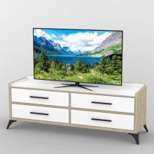 Тумба під телевізор Тиса Мебель ТВ-413 Дуб сонома Білий 58x54x166 см