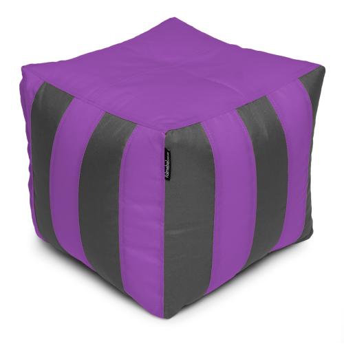 Пуф Кубик Смугастий Оксфорд 40х40 Студія Комфорту Сірий + Фіолетовий