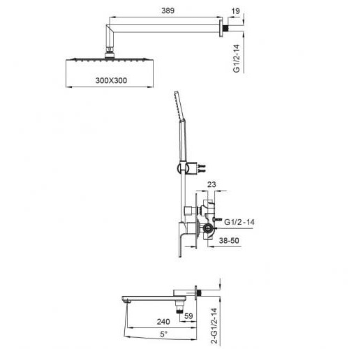 Вбудована душова система із змішувачем Koer KB-66009-05 (Колір чорний) (KR3509) в інтернет супермаркеті PbayMarket!