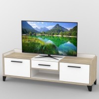 Тумба під телевізор Тиса Мебель ТВ-385 Дуб сонома Білий 57x44x180 см Тумба під телевізор Тиса Мебель ТВ-385 Дуб сонома Білий 57x44x180 см