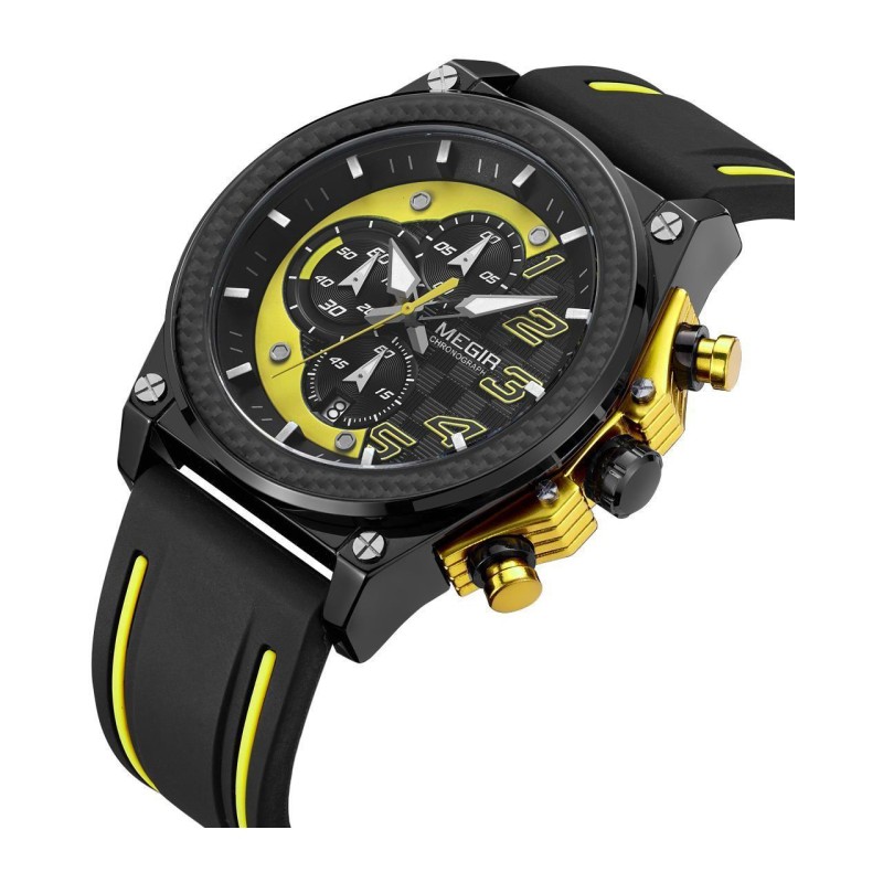 Годинник Megir Black Yellow Black MG2051 (MN2051G-BK-1-N13)