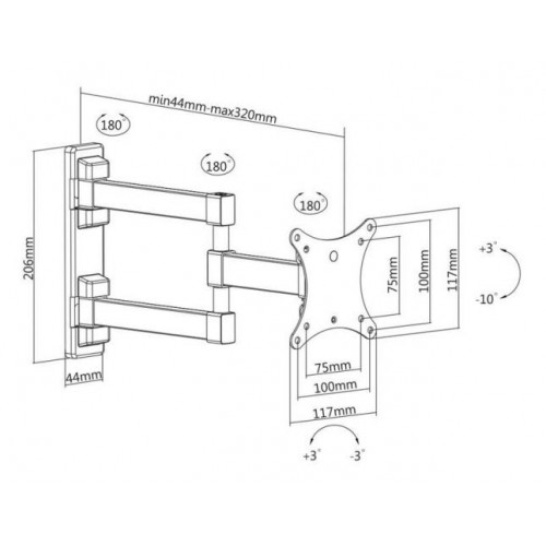 Кронштейн Satelit 13-32PIVOT100A VESA100х100 мм