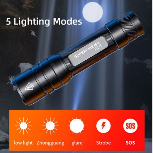 Ліхтар ручний акумуляторний SuperFire F3-T 600 Lumen IP44 Black