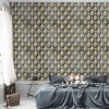 Самоклеюча декоративна настінно-стельова 3D панель Sticker Wall Ромб 700х700х4 мм Сіро-золотий (SW-00001986)