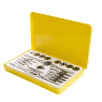 Набір мітчиків та плашок MASTERTOOL 20 ел. М3х0.5 мм/М4х0.7 мм/М5х0.8 мм/М6х1.0 мм/М7х1.0 мм/М8х1.25 мм/М9х1.25 мм/М10х1.5 мм/М12х1.75 мм 15-1420