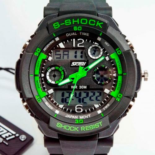 Наручний годинник чоловічий Skmei S-Shock Green 0931 Чорний (1530) Наручний годинник чоловічий Skmei S-Shock Green 0931 Чорний (1530)