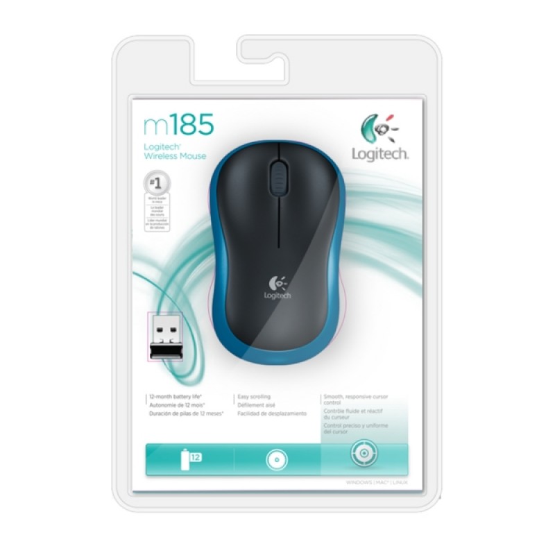 Миша бездротова Logitech M185 (910-002239) Blue USB