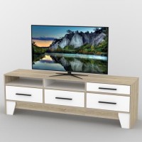 Тумба під телевізор Тиса Мебель ТВ-389 Дуб сонома Білий 58x44x180 см Тумба під телевізор Тиса Мебель ТВ-389 Дуб сонома Білий 58x44x180 см