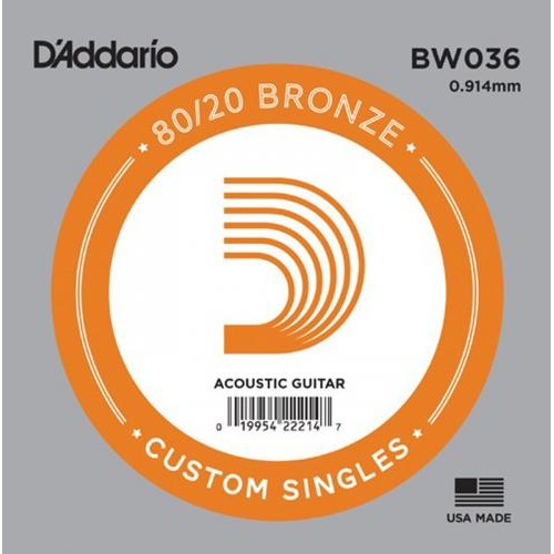 Струна D'Addario BW036 80/20 Bronze .036 Струна D'Addario BW036 80/20 Bronze .036