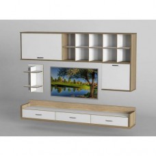 Стінка в вітальню Тиса Мебель Вітальня-212 Сонома Білий 1200x316x1990 мм