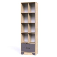 Шафа-Стелаж Тиса Мебель Модуль-102 Дуб сонома Графіт 205x40x60 см Шафа-Стелаж Тиса Мебель Модуль-102 Дуб сонома Графіт 205x40x60 см