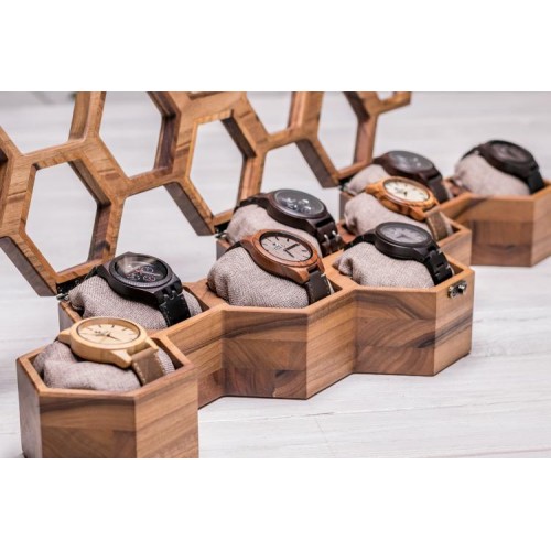 Настільна коробочка органайзер у формі сот для годинників ecoWalnut 7.8х59.7х18.8 см